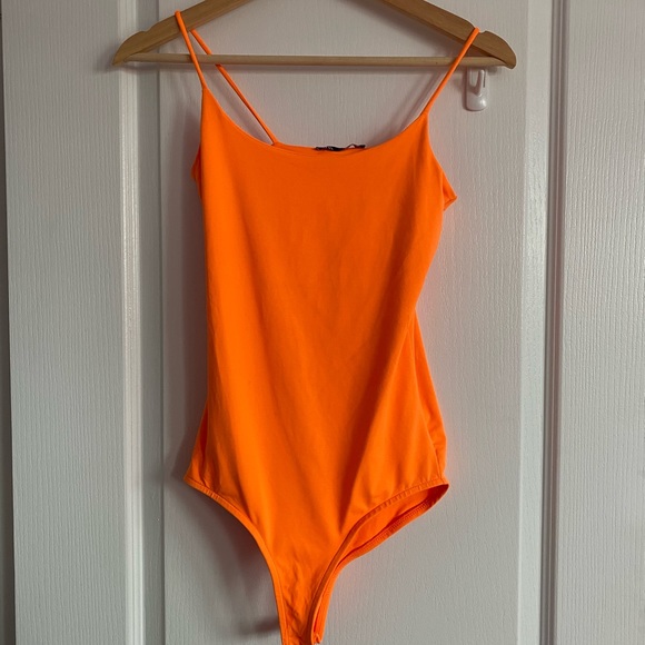 3/$25 Zara Neon Orange bodysuit - Picture 2 of 4